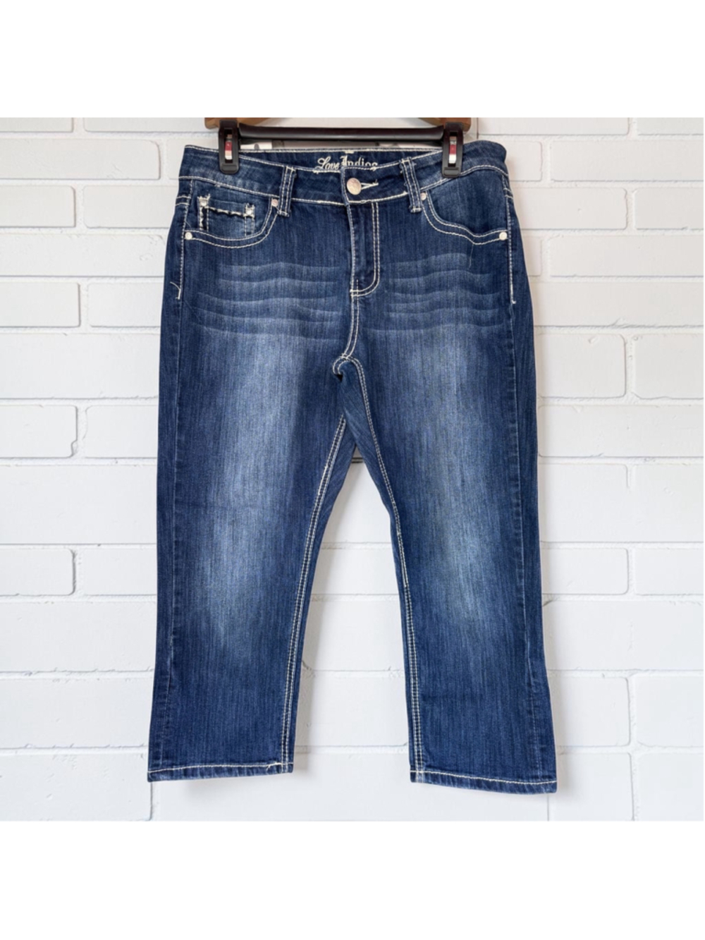Love Indigo Premium Womens Sz 10 Midrise Cropped Capri Denim Jeans Indie Sleeze
